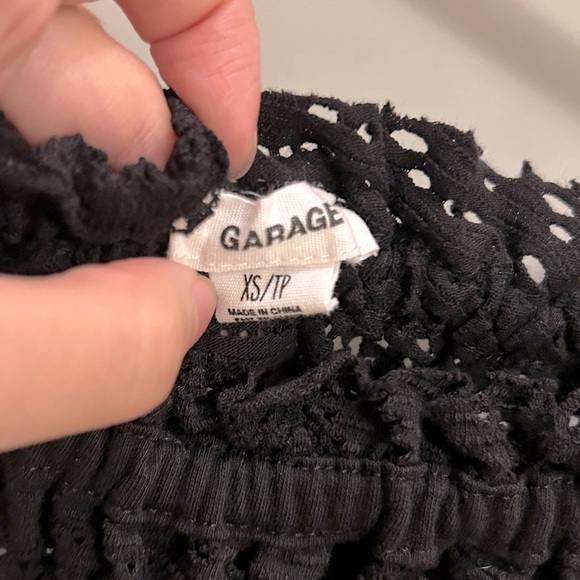 Garage Black Lace Crop Top Blouse, Off-the Shoulder Black Lace Top - Picture 5 of 7